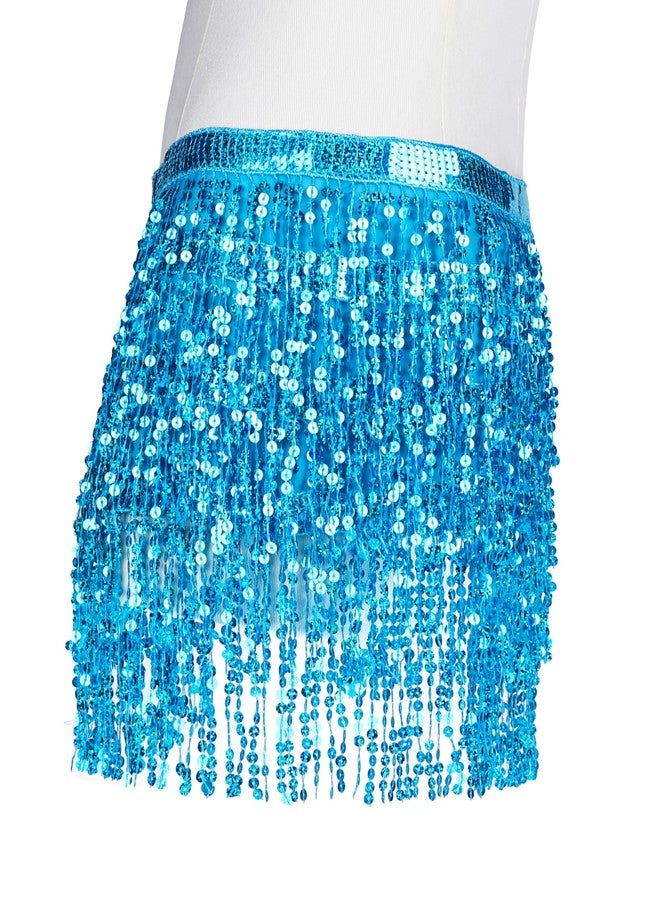 *daisysboutique* Women Belly Dance Skirt Fringe Skirts Sparkly Sequin Hip Scarf Party Costume (One Size, 1 Piece Blue) - Image 5